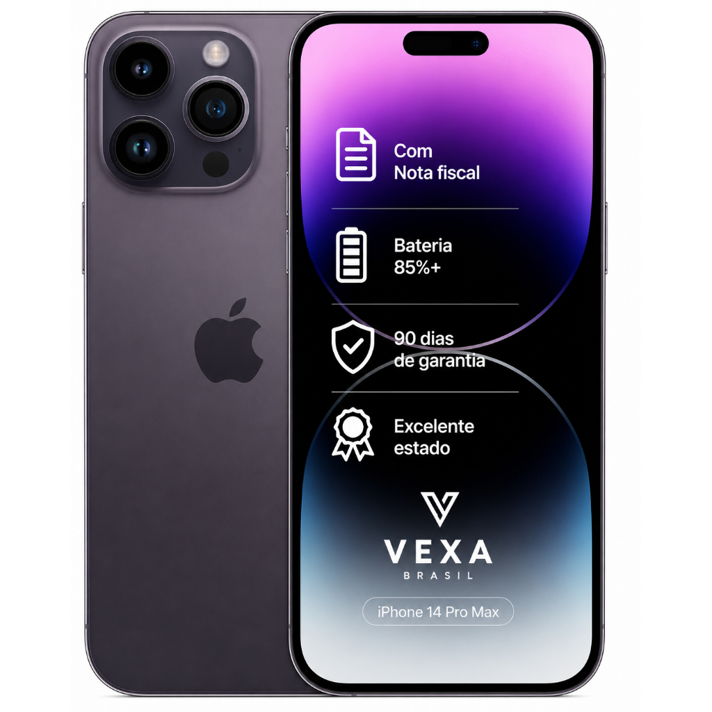 Apple iPhone 14 Pro Max 256GB Roxo | Semi Novo Premium | Bateria Mínima 85%