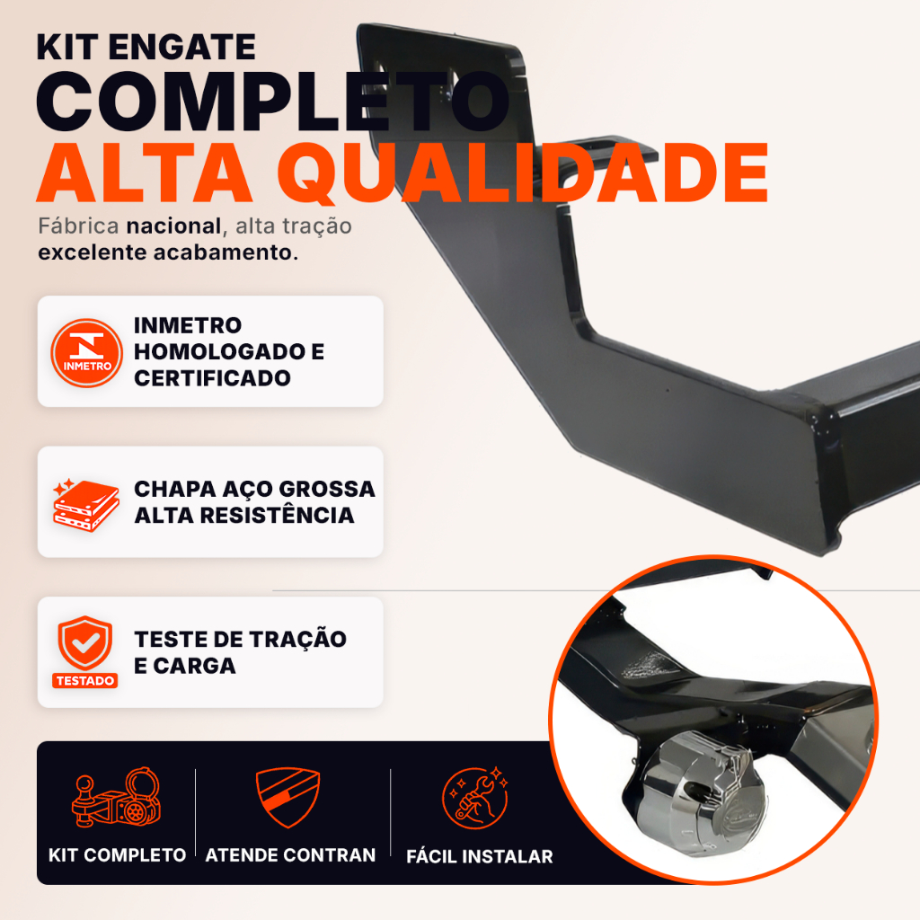 Engate Hyundai Creta N-Line 2017-2025 700K Fixo Kit Completo HY1013 Reforçado Inmetro Carretinha — imagem 2 de 2