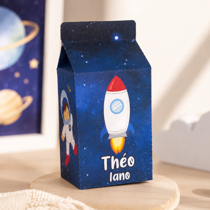 Caixinha Milk Astronauta Personalizada Nome e Idade Lembrancinha Festa Infantil