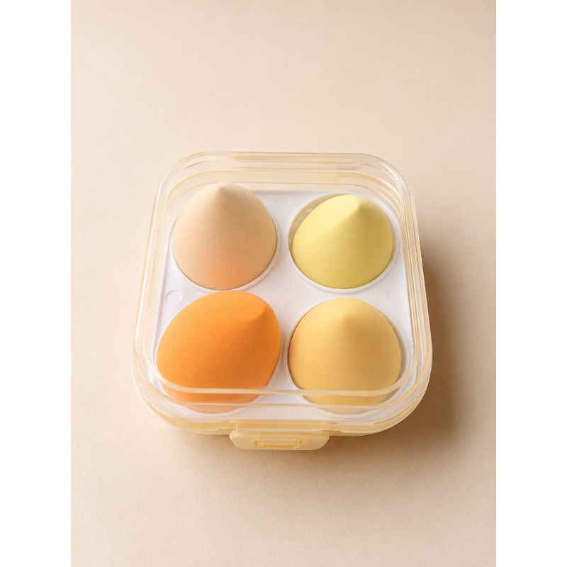 4 unidades Kit de ovo esponja de maquiagem + caixa de armazenamento de beleza/ovo de beleza/