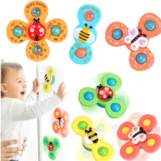 Kit 3 Spinner Brinquedos Educativos Bebês Com Ventosa Sucção Giratória - Envio Imediato