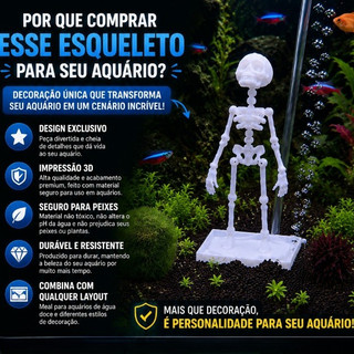 Enfeite Para Aquário Esqueleto Dançarino Com Conexão De Oxigênio de Aquário
