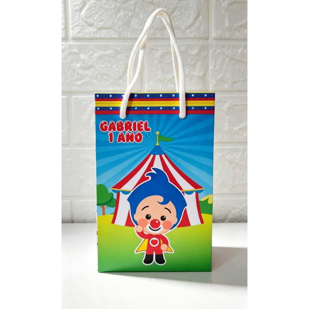 SACOLINHA SURPRESA PERSONALIZADA-TEMA PALHAÇO PLIM PLIM-TAMANHO P- LEMBRANCINHA PERSONALIZADA-FESTA INFANTIL