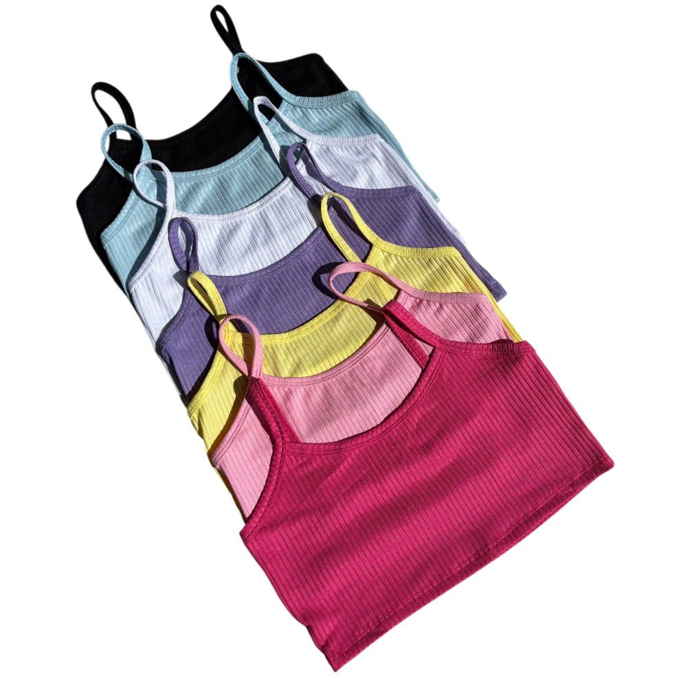 Kit 3 Top Infantil Juvenil Teen Menina Canelado Sutia Sem Bojo Básico