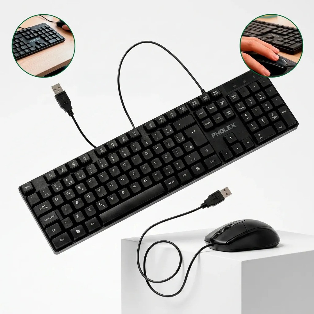 Kit Teclado e Mouse USB H15 Office Conforto e Precisão para Seu Dia a Dia