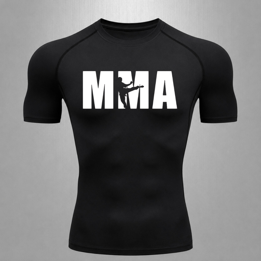 Camiseta Compressão MMA Masculina Academia Fitness Dry Fit Proteção UV Segunda Pele