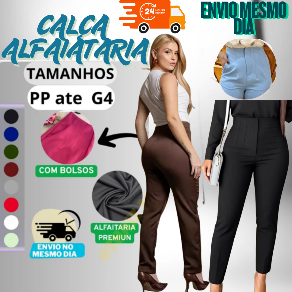 💎 Calça Alfaiataria Feminina Cintura Alta Bolsos Funcionais Social Executiva Tendência 2026