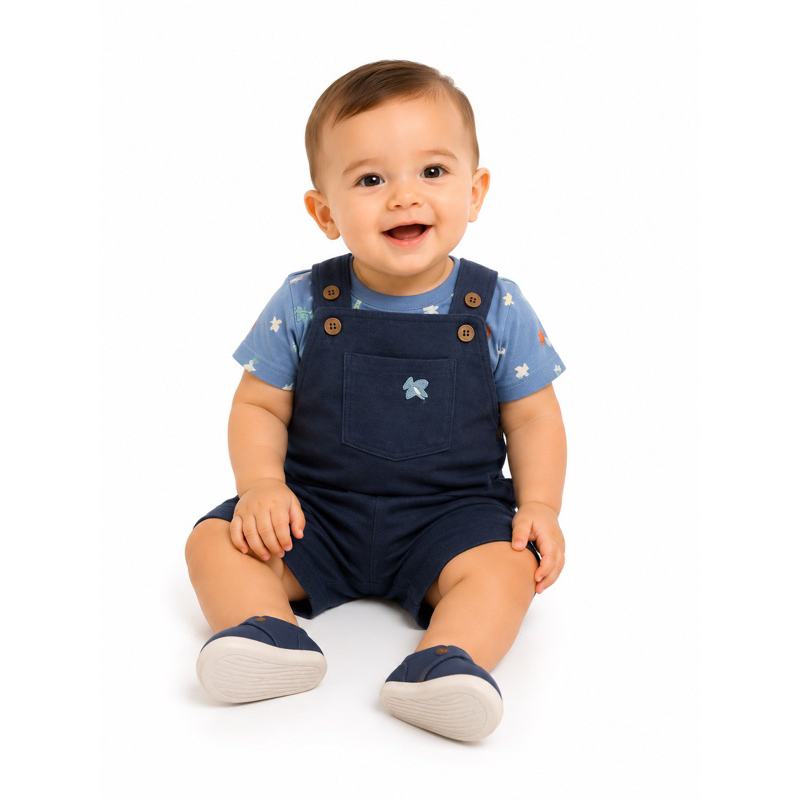 Conjunto Infantil Masculino Jardineira com Camiseta | Roupa para Bebê Menino Confortável