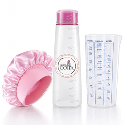 Kit Confeitaria Touca de Cetim Copo Medidor e Regador de Bolo 500ml 3 Peças