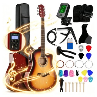 Kit Violão Eletroacústico 38 Polegadas Cordas De Aço Para Iniciantes Com Equalizador 4 Bandas Afinador Digital Capa