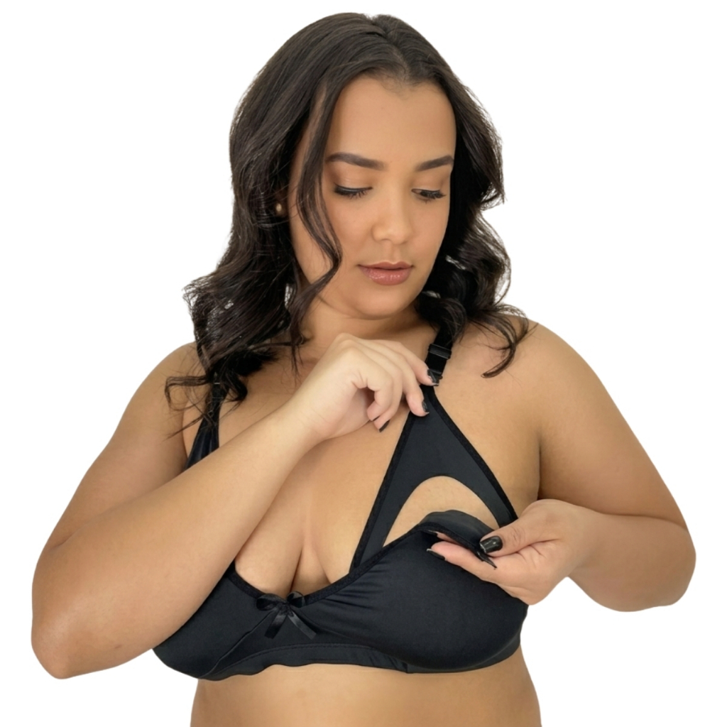 Kit 2 Sutiãs Femininos de Amamentação Respiráveis com Fecho Prático Pós-Parto