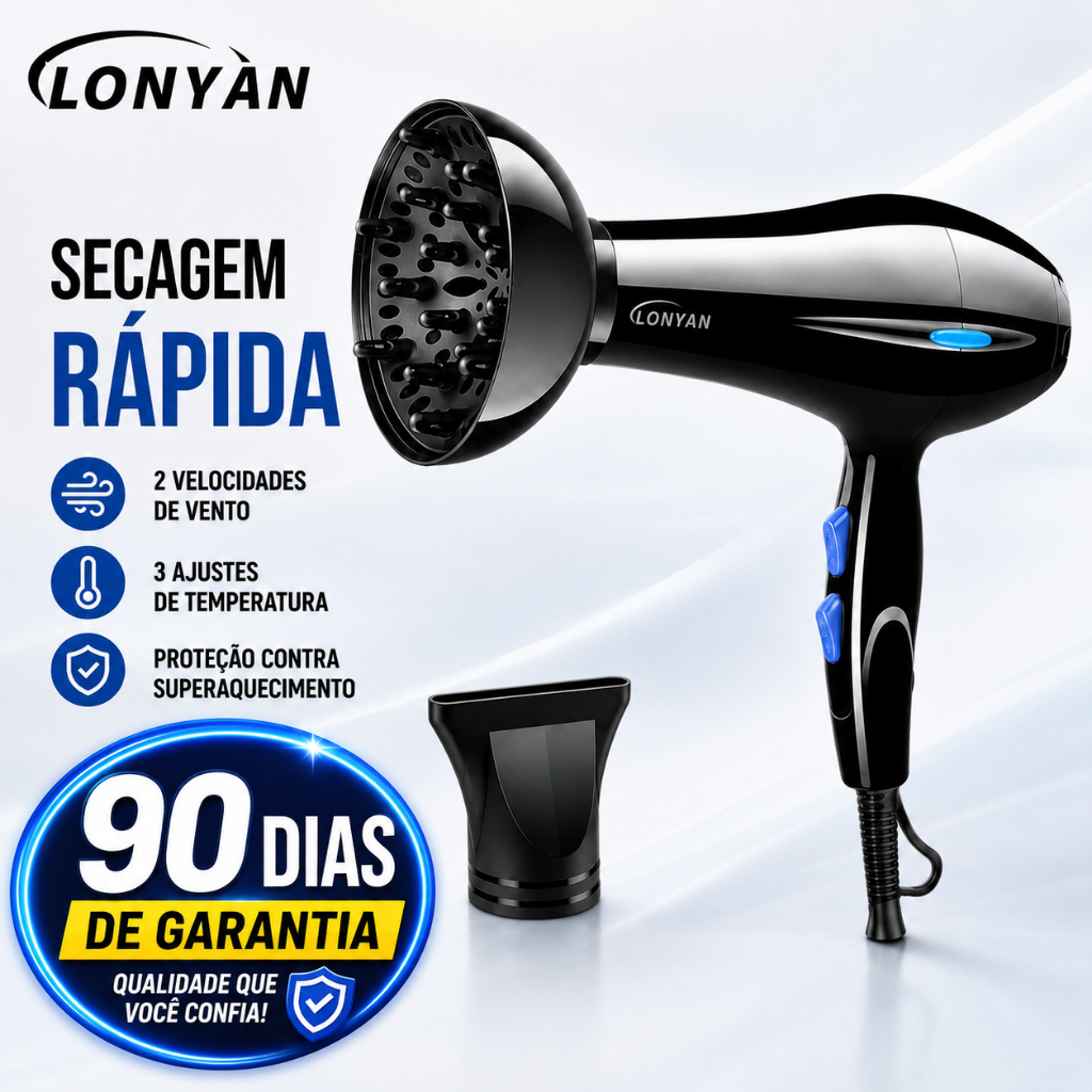 Secador Profissional com Difusor 127V ou 220V 5 Temperaturas