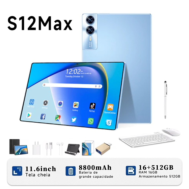 Galaxy S12 Max Pad Combo with Keyboard and Mouse | 16GB RAM 512GB | 11.6" HD screen | 8800mAh battery | Android 15