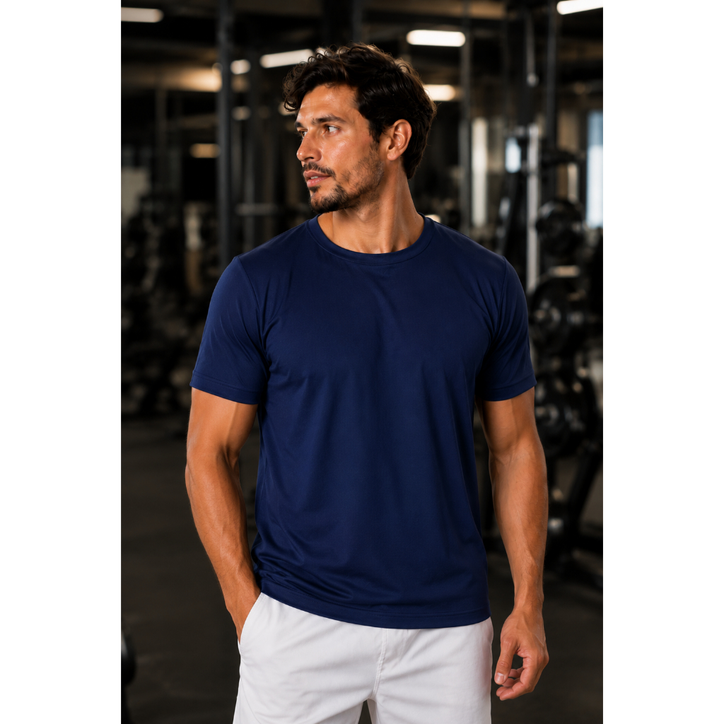 Camiseta Dry Fit Masculina Academia Esportiva Treino Fitness Corrida Manga Curta Respirável