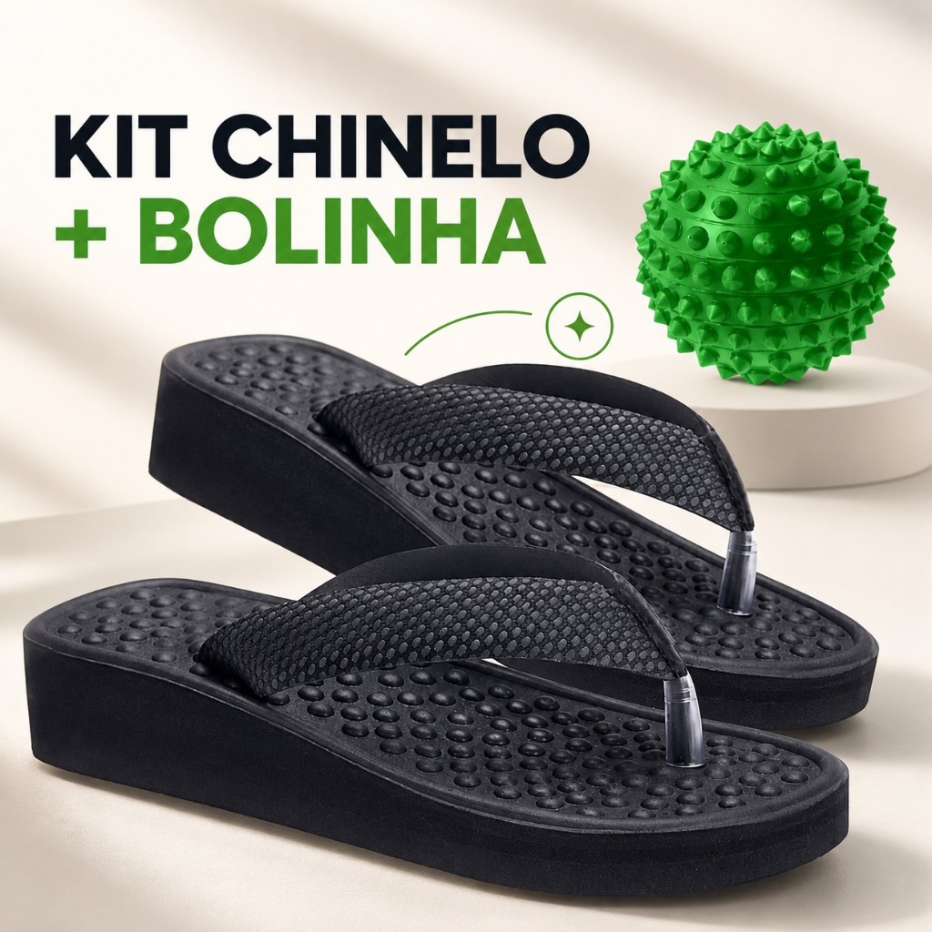 Kit 2 Pares De Chinelo Ortopédico  Para Esporão e Fascite + Bola de Cravo