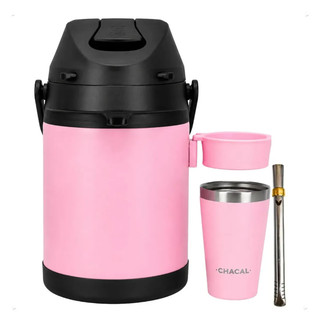Kit Terere Chacal Garrafa 2,5L Cuia 200ml Bomba Inox  Rosa - Lançamento