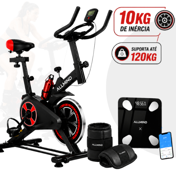 Bicicleta Ergometrica Profissional Bike Spinning 10kg Inercia Bicicleta Fitness Com Balança E Caneleira