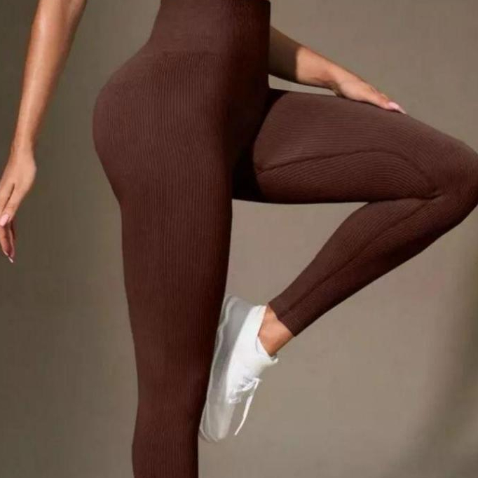 Calça Feminina Esportiva Canelada Poliamida Academia Elástica Importada