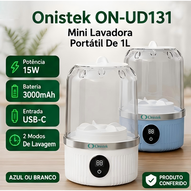 Mini máquina de lavar portátil Onistek de 1 litro com alimentação USB-C