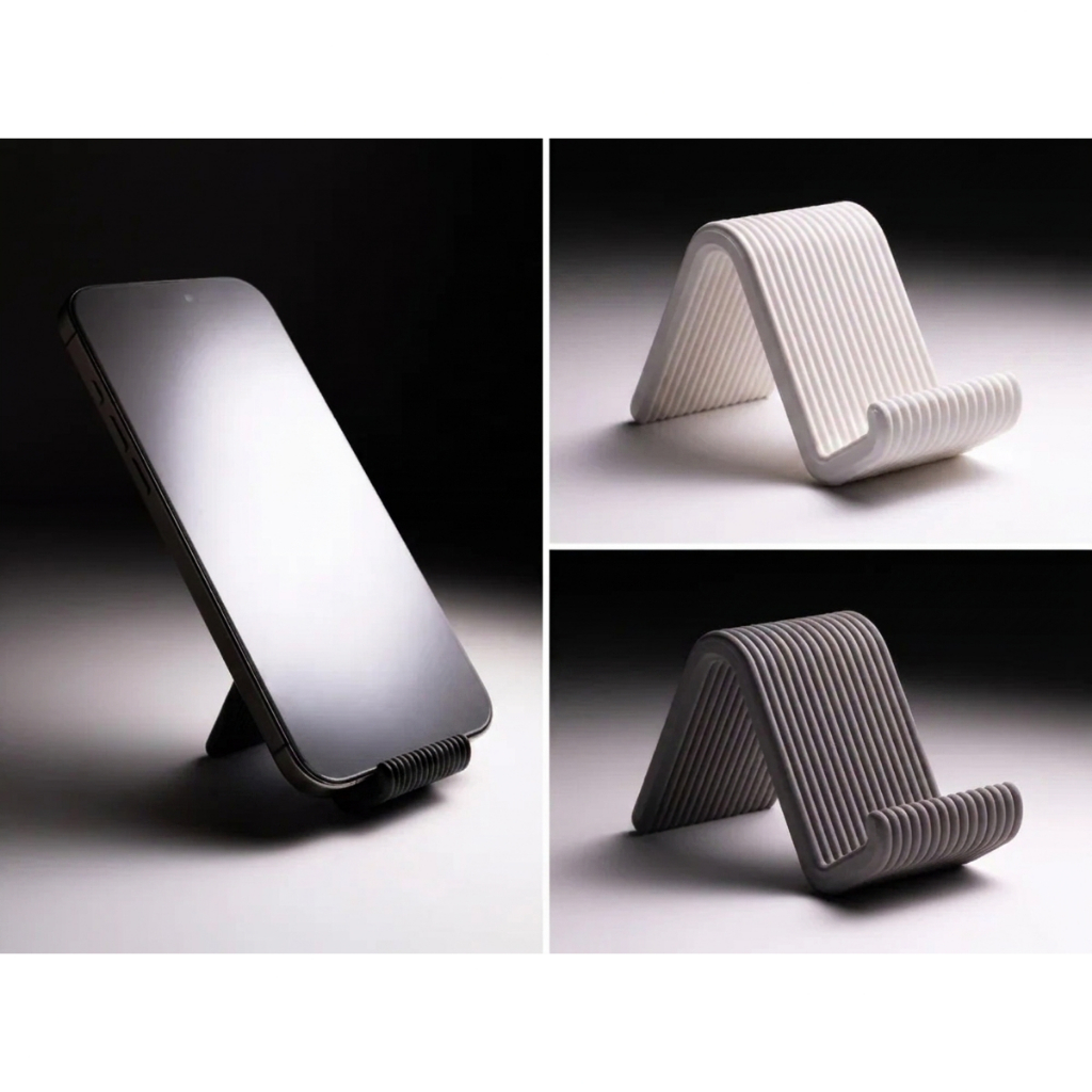 Suporte para Celular de Mesa Compacto 6x3,5cm Preto Branco ou Cinza – Porta Smartphone Prático e Moderno