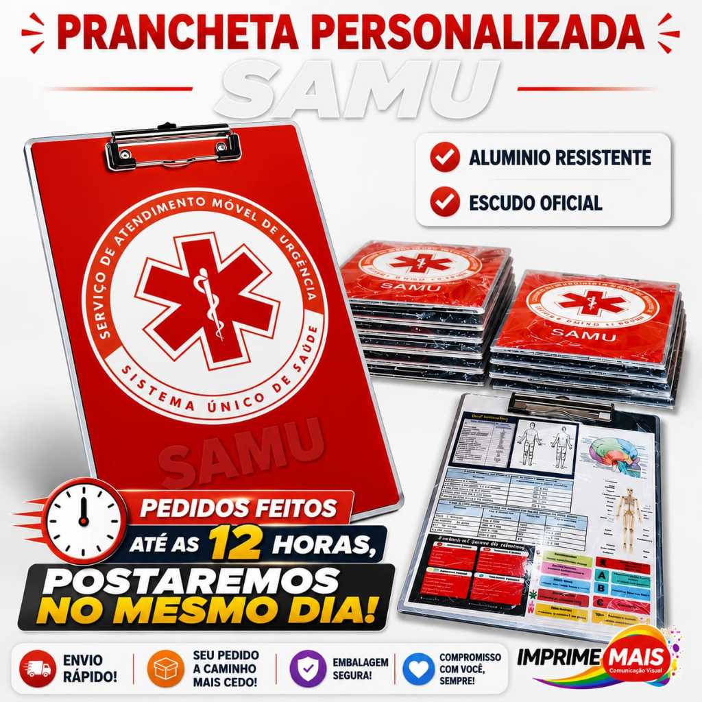 Prancheta de Alumínio A4 para Socorristas PRONTA ENTREGA