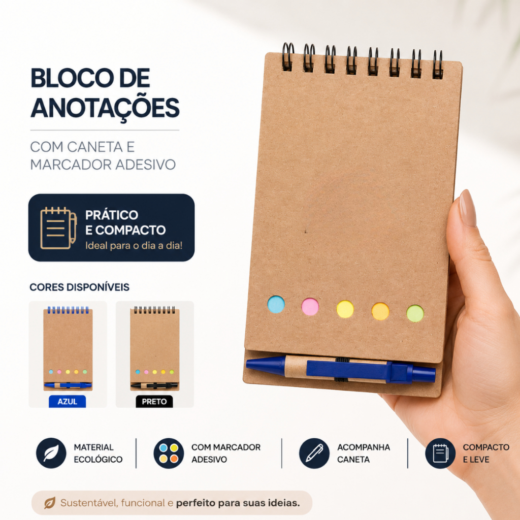 Caderneta Ecológica com Caneta e Blocos Autoadesivos