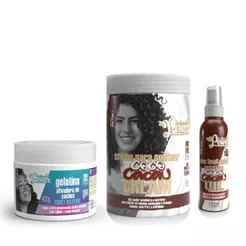Kit Creme para Pentear Coco e Cacau 800g + Gelatina Curly Gelatine + Óleo de Coco Soul Power