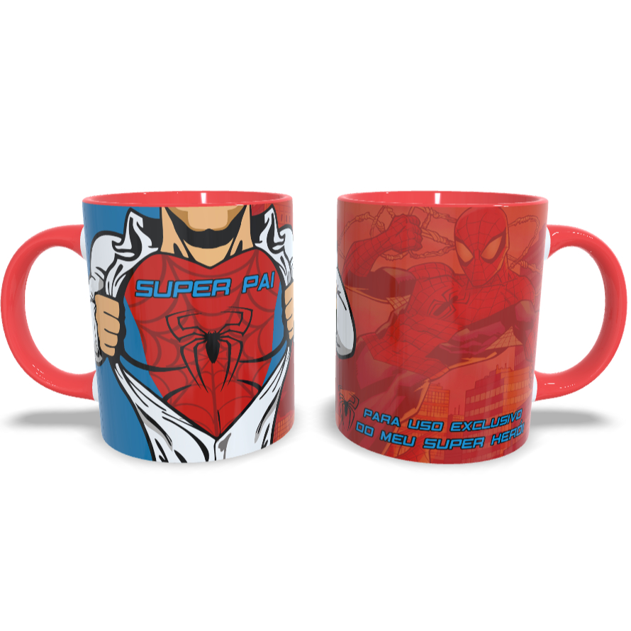 Caneca Cerâmica Personalizada com Nome Dia dos Pais Homem-Aranha Spider Man 325ml Presente Criativo para Pai Fã de Super