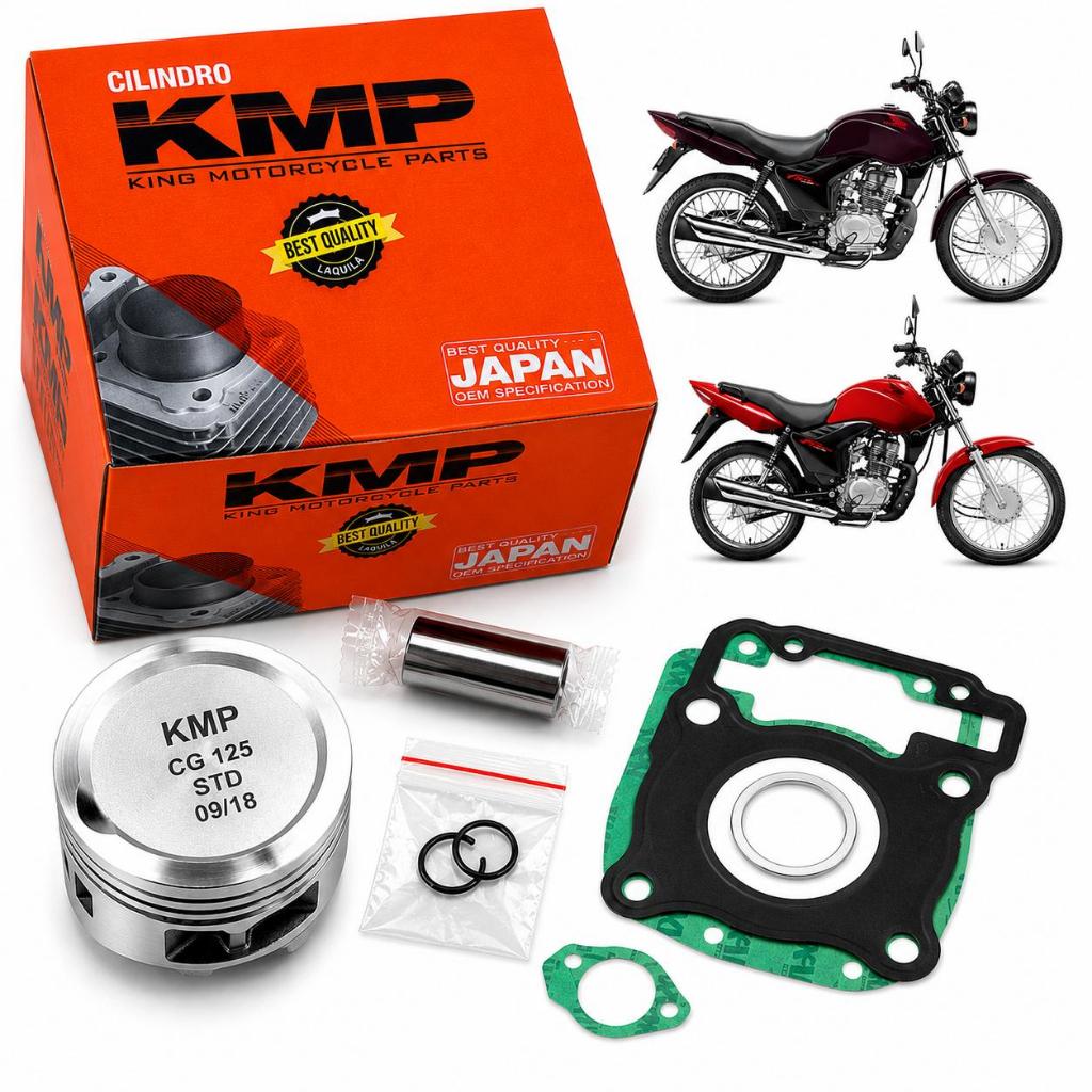 Kit Cilindro / Pistão/ Anéis/ Pinos/ Travas/ Honda Fan125 2009 em Diante Kmp