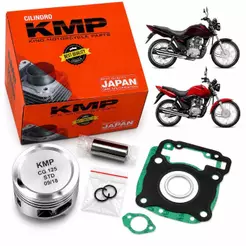 Kit Cilindro / Pistão/ Anéis/ Pinos/ Travas/ Honda Fan125 2009 em Diante Kmp