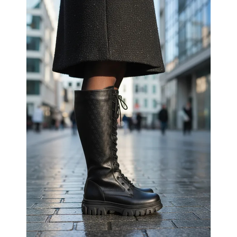 Bota Feminina Mooncity Coturno Montaria Cano Longo Tratorada Original 72165 — imagem 2 de 2
