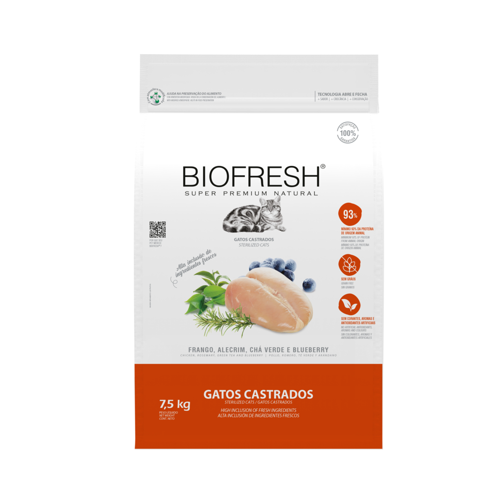 Ração Biofresh Para Gatos Castrados Frango - 7,5Kg