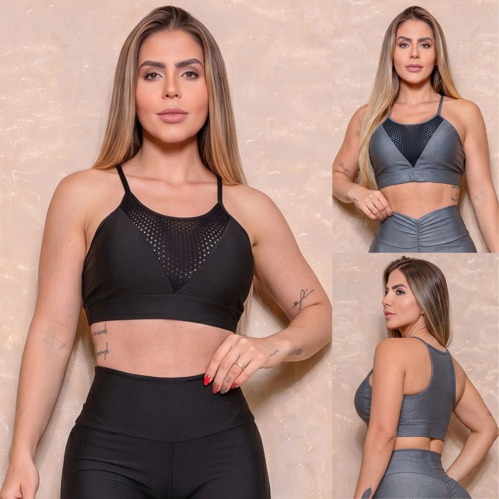 Cropped Academia Fitness Feminino Bojo Removível Sustentação Conforto Casual Treino Dia a Dia Oferta