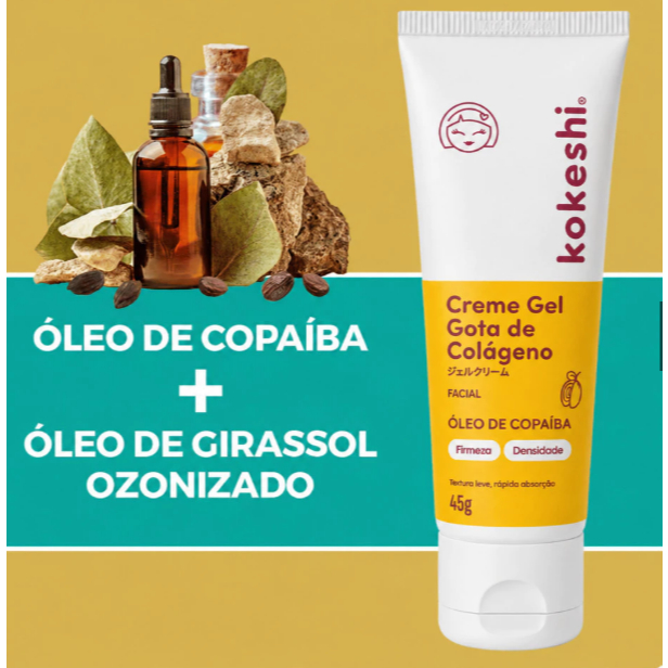 Creme Gel Regenerador Facial Gota de Colágeno Kokeshi 45g Pele plena