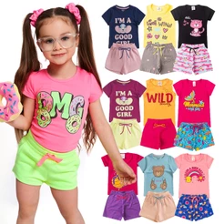 Kit Sortido 2, 4 ou 10 Peças Roupa Infantil Menina Conjunto Verão Algodão Feminino Tamanho 1 ao 14