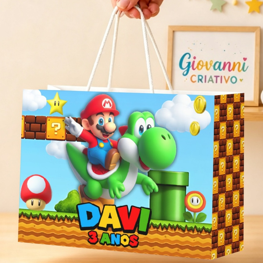 Kit de Sacolinhas Personalizadas SUPER MARIO BROS | Lembrancinhas para Festa | "SACOLINHAS COLADAS"