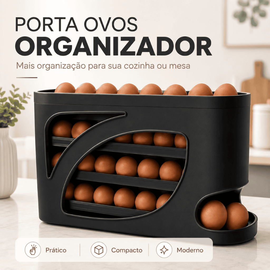 Porta Ovos Deslizante Organizador Para Geladeira De 4 Camadas Automática Rolantes