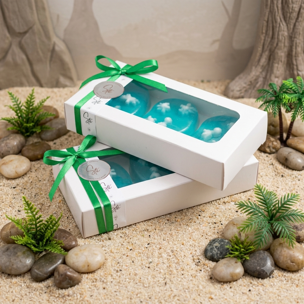 Kit 3 Sabonetes Artesanais 60g cada, Camomila e Aloe Vera | Hidratante Calmante Natural Presente