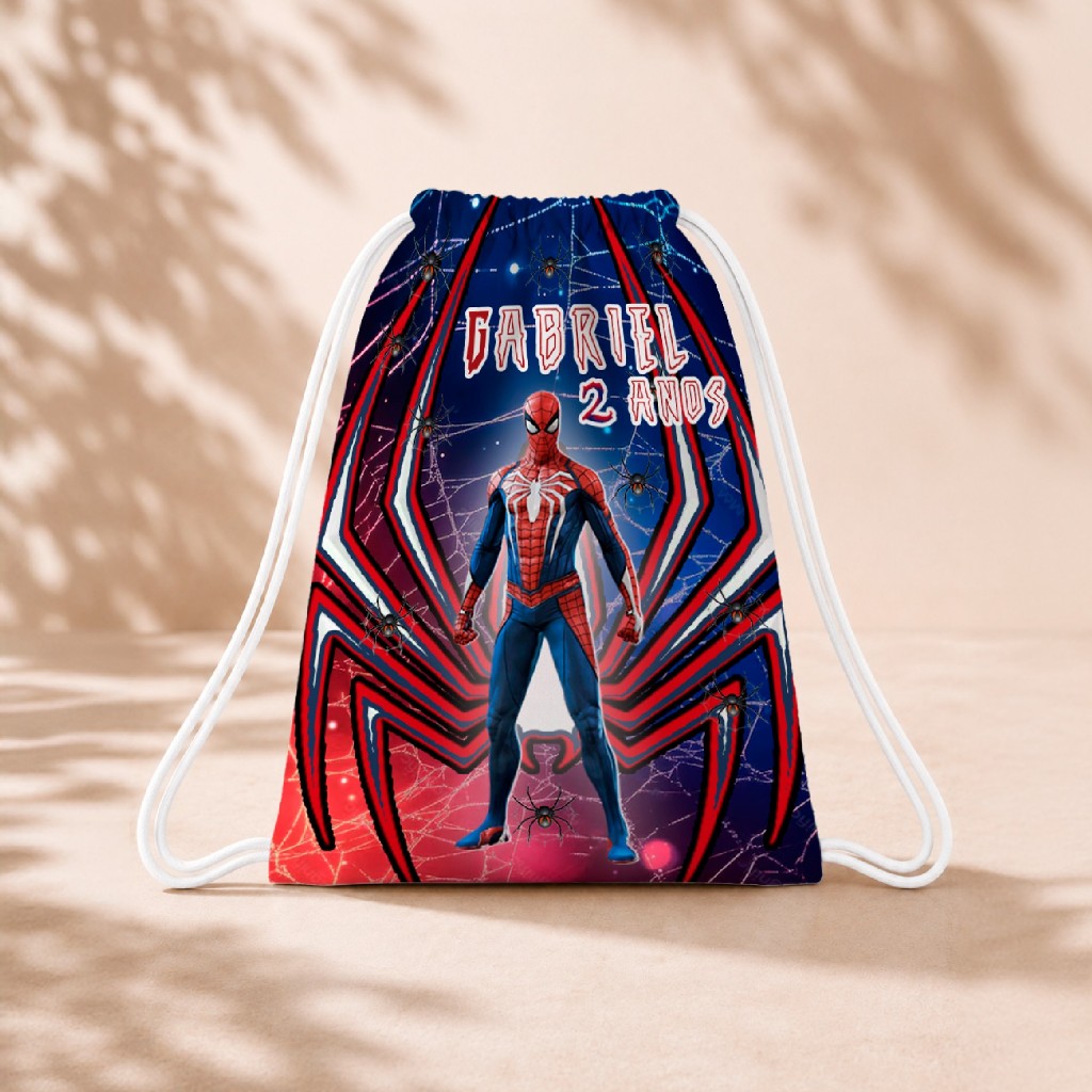 10 Mochila Personalizada Infantil 18x26 Sacolinhas Surpresa Festa Aniversário Lembrancinha Homem Aranha M3