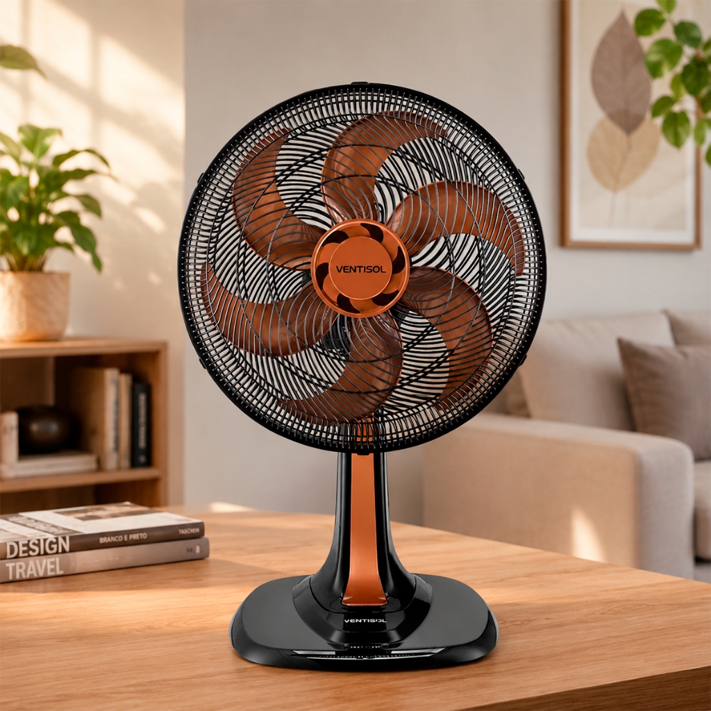 Ventilador Tubo de Mesa Oscilante 50cm Ventilador 6 Pás Ventilador Colorido Ventisol Alta Vasão Forte