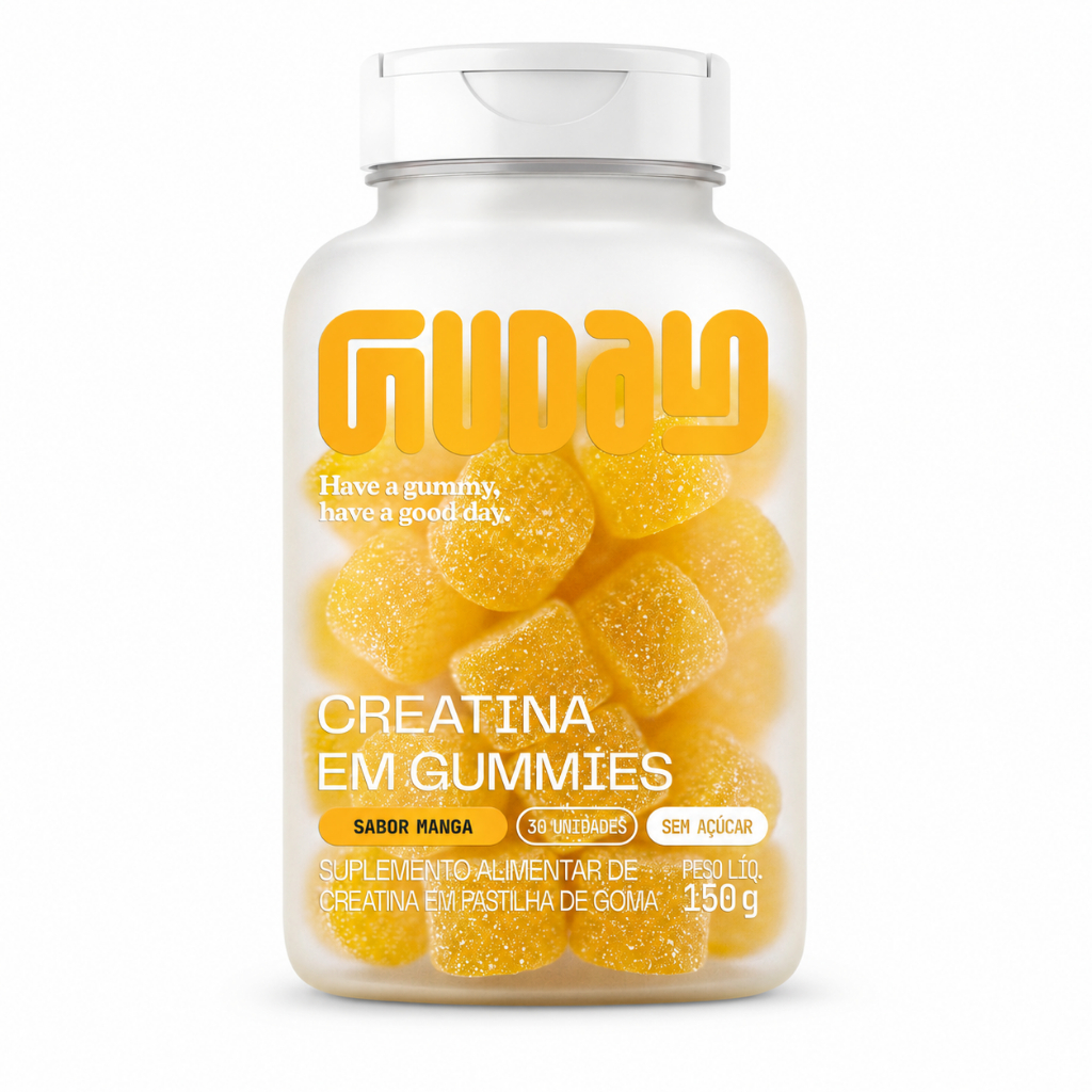 Creatina Guday Gummies Sabor Manga 30 Gomas Suplemento Alimentar Mastigável com 3 g por Porção Diária