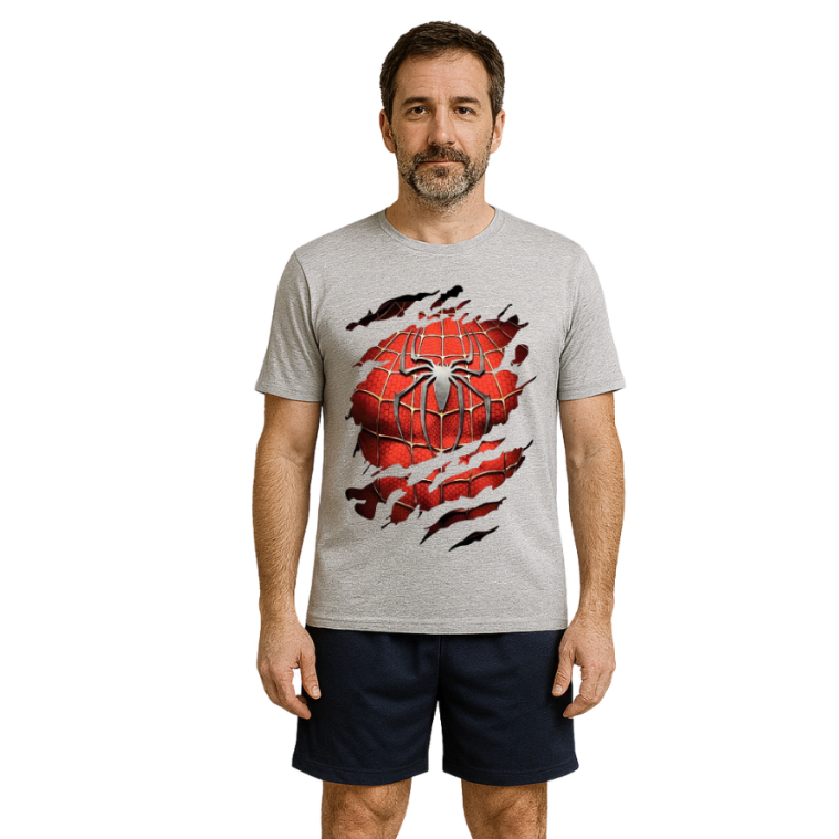Pijama Masculino Manga curta Verão Leve Confortavel Personalizado Homem Aranha Presente Dia Dos Pais