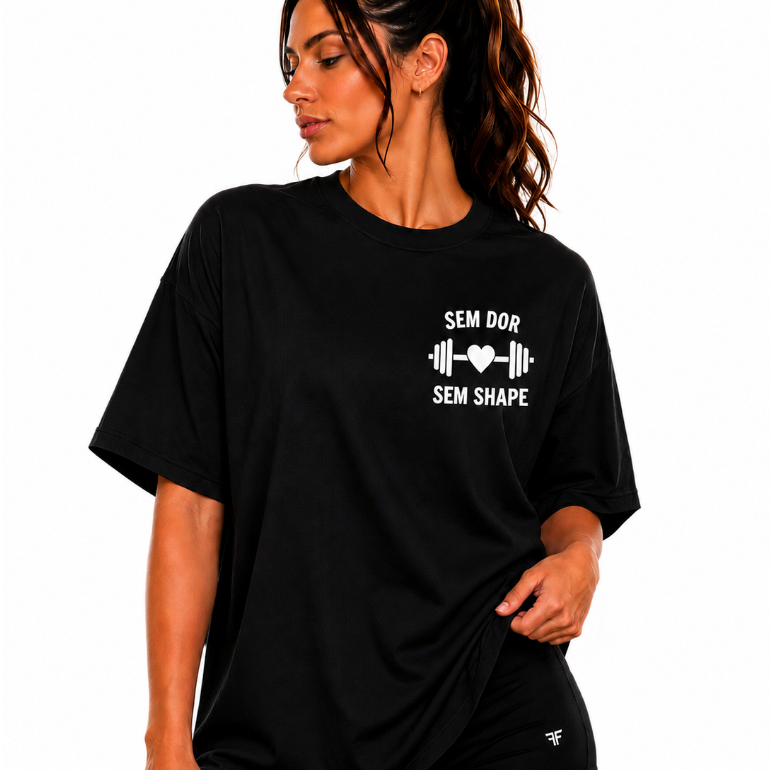 Camiseta Camisa Feminina 100% Algodão Fitness Sem Dor Sem Shape Blusa Streetwear Treino Academia Gym