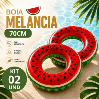 KIT 1 2 3 Boia Melancia 70cm Circular Inflavel Piscina Praia Festa Decoração Infantil Adulto Flutuador Verão Diversao