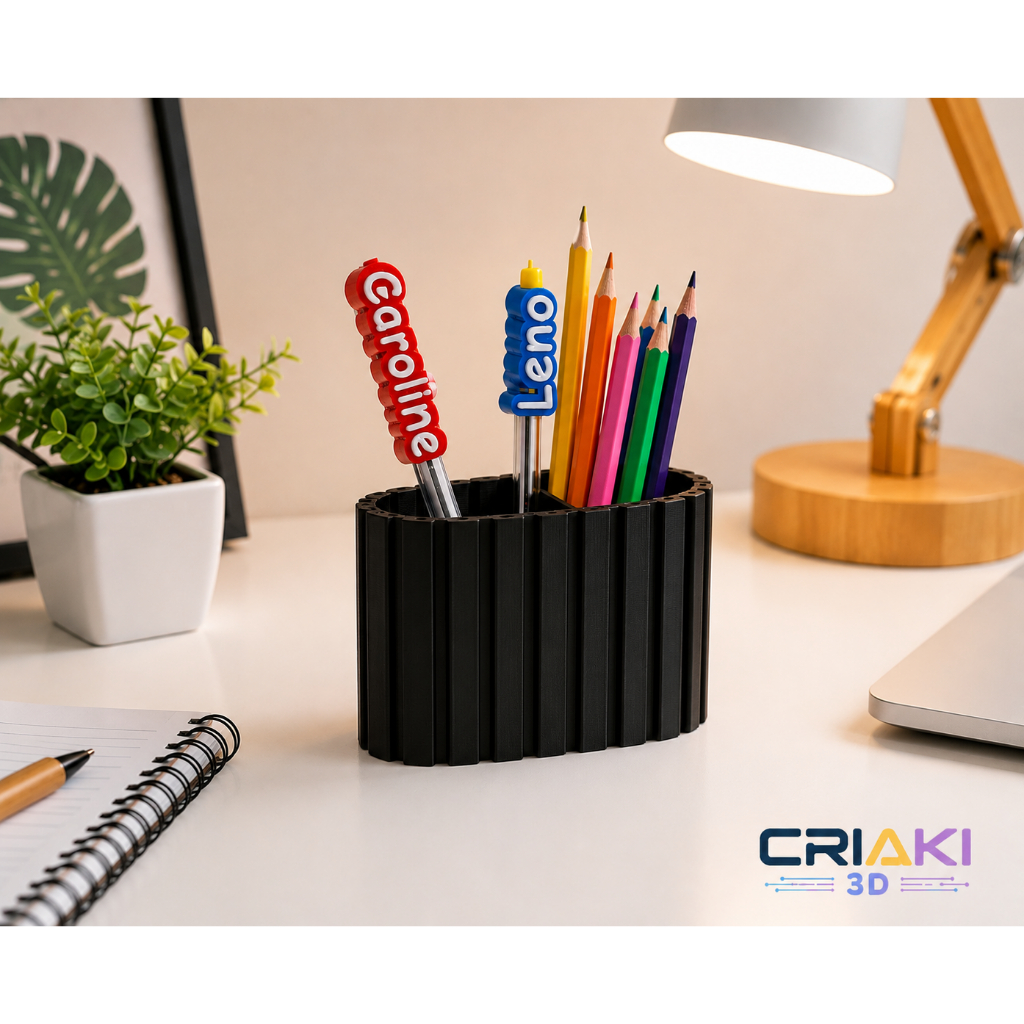 Ponteira de Lápis Personalizada com Nome 3D | Acessório Escolar Criativo | Lembrancinha Infantil
