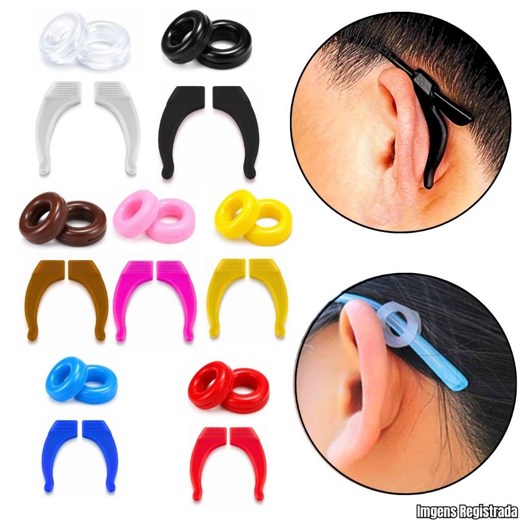 Kit Trava De Oculos 4 Un Redondo/ 4 Un Reto Suporte Para Não Cair Oculos Modelo Universal Varias Cor