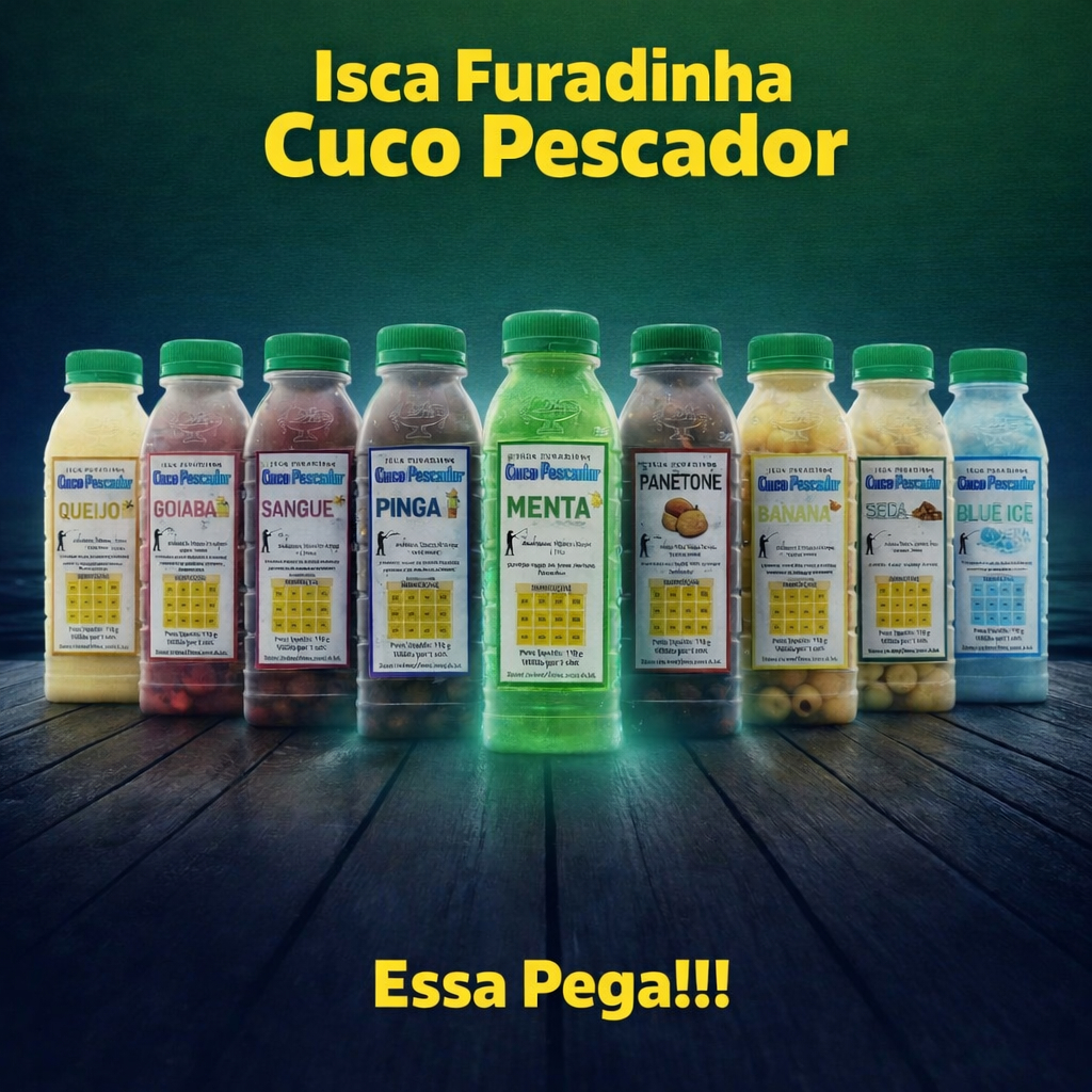 Ração Furadinha Cuco Pescador Para Pesqueiro Saborizada Acquamil Isca Com Essências atrativas 110g