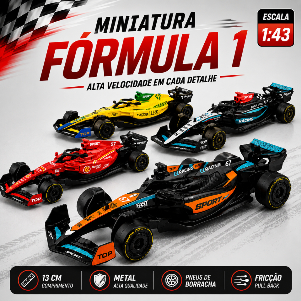 Miniatura Fórmula 1 escala 1/43 Carro Carrinho F1 Brinquedo Colecionável Fricção Metal