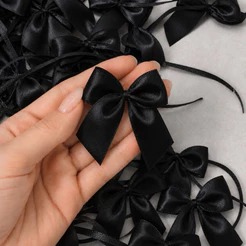 Laço de Cetim com fitilho amarração Preto Nº5 Pronto Presente Embalagem Lembrancinha Artesanato caixa Decoração Mimo