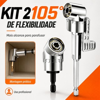 Adaptador angular 105° metálico 65mm/130mm, peça durável para uso com furadeira e parafus…